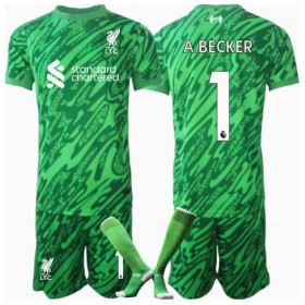 Liverpool Alisson Becker #1 Målvakt Borta Kläder Barn 2024-25 Kortärmad (+ Korta byxor)